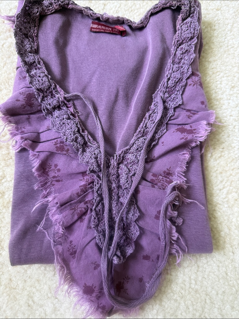 Zara TRF!!! Size M  Ruffled V-Neck Women's Top